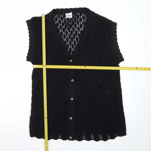 Destiny Women’s Black Sleeveless Crochet Knit Cardigan 2XL