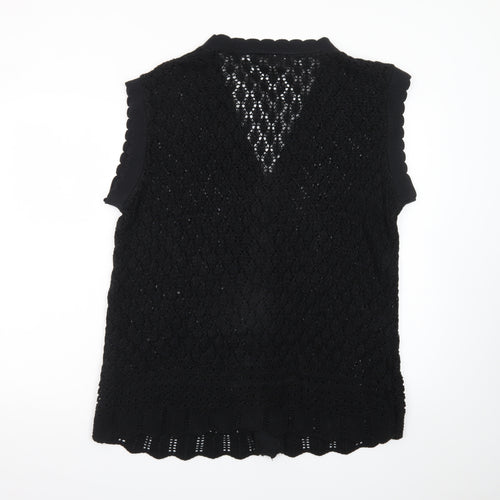 Destiny Women’s Black Sleeveless Crochet Knit Cardigan 2XL