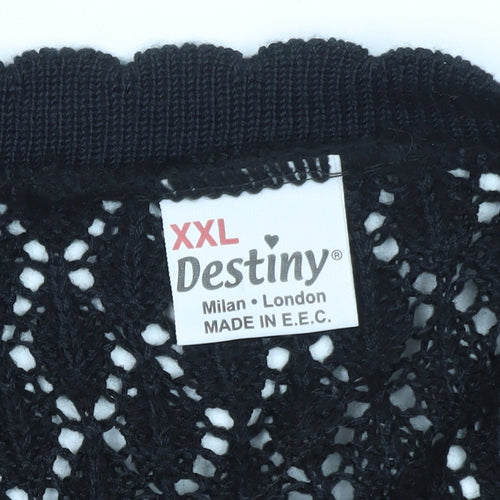 Destiny Women’s Black Sleeveless Crochet Knit Cardigan 2XL