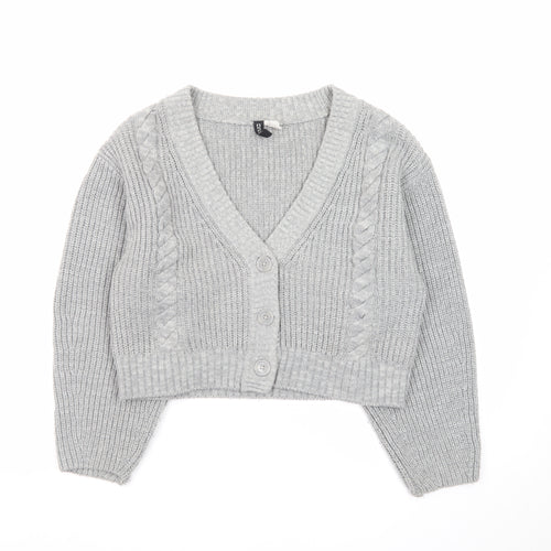 H&M Divided Women Grey Cable-Knit Cropped Cardigan Size S