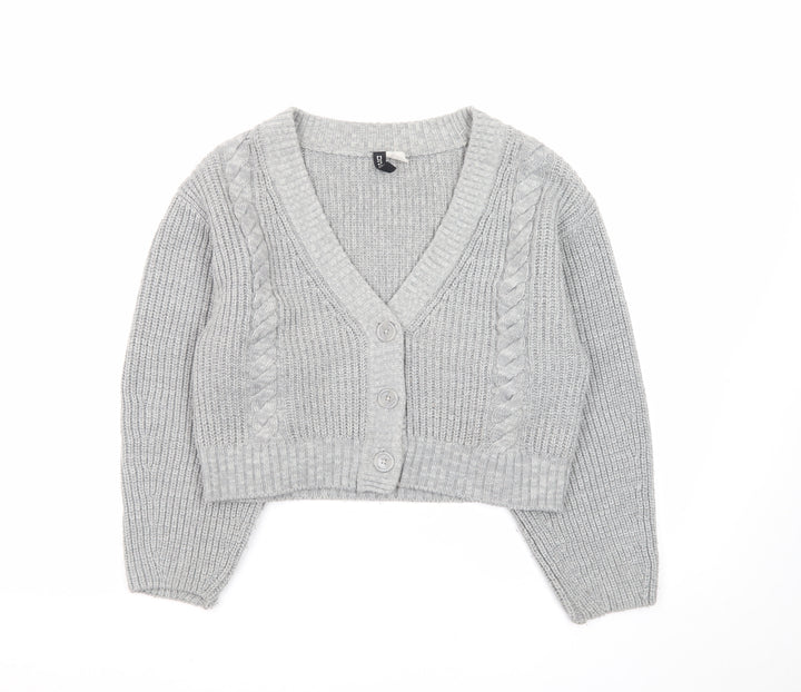H&M Divided Women Grey Cable-Knit Cropped Cardigan Size S