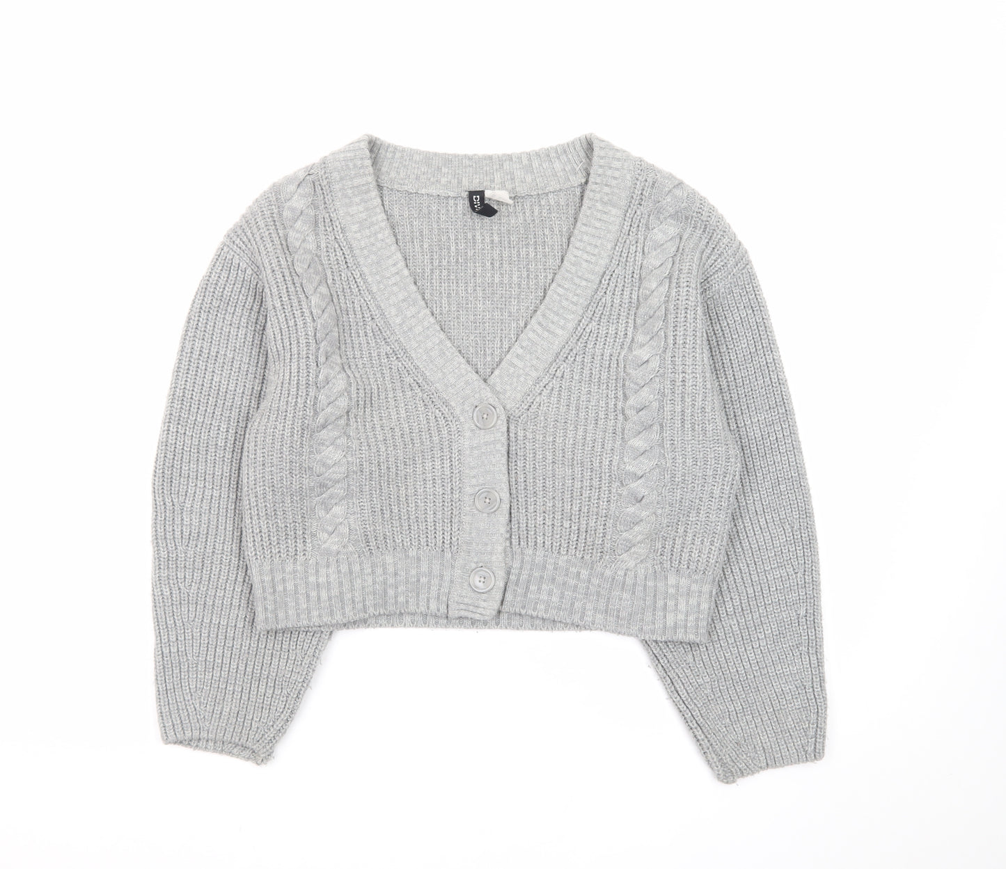 H&M Divided Women Grey Cable-Knit Cropped Cardigan Size S