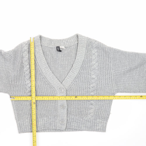 H&M Divided Women Grey Cable-Knit Cropped Cardigan Size S