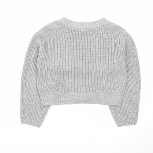 H&M Divided Women Grey Cable-Knit Cropped Cardigan Size S