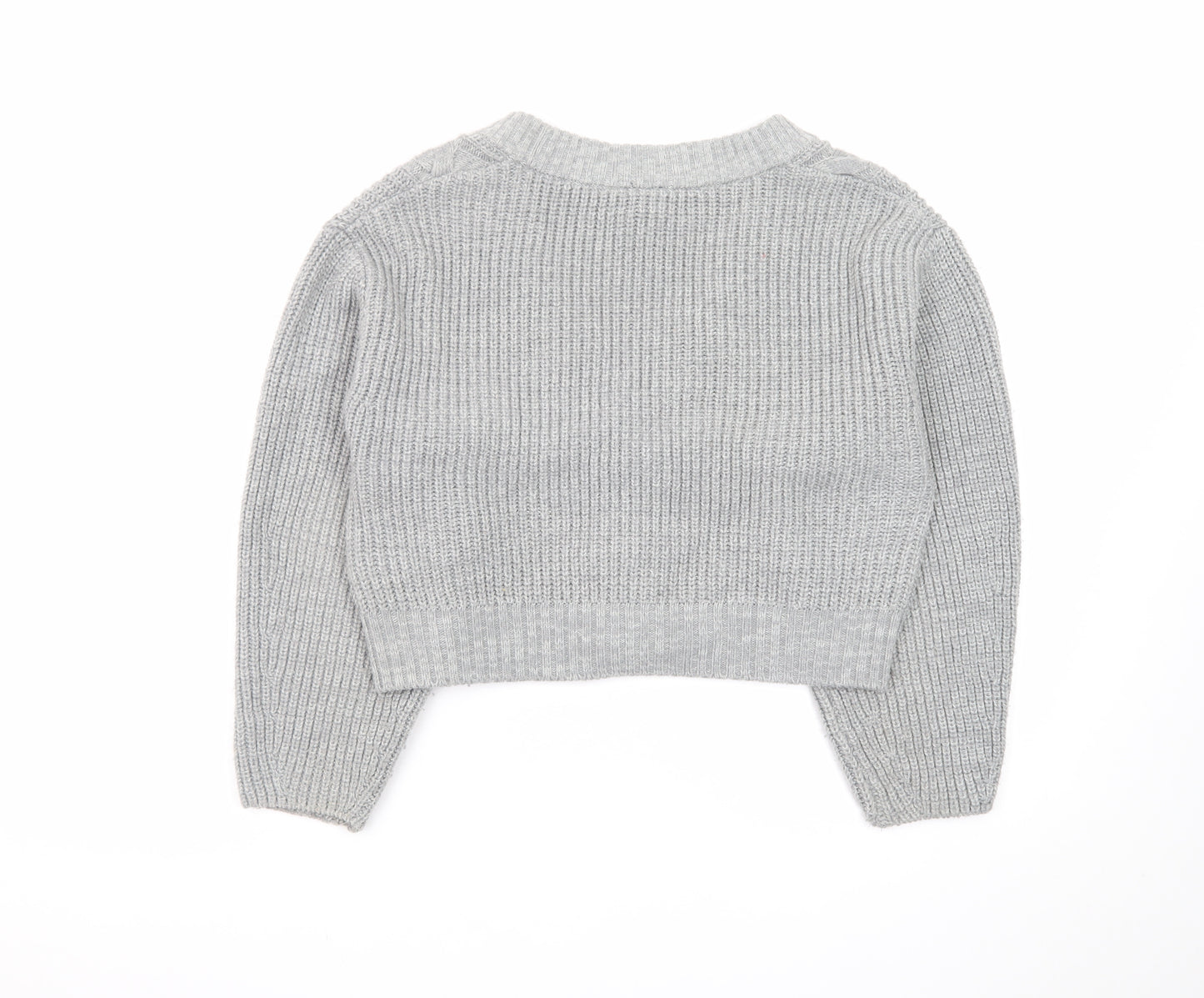 H&M Divided Women Grey Cable-Knit Cropped Cardigan Size S