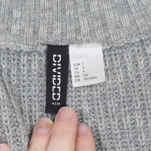 H&M Divided Women Grey Cable-Knit Cropped Cardigan Size S