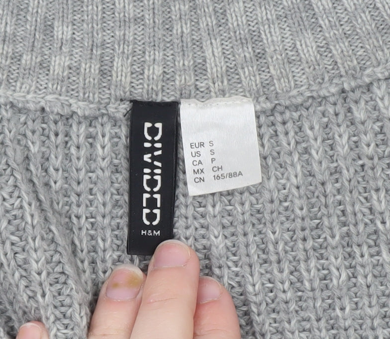 H&M Divided Women Grey Cable-Knit Cropped Cardigan Size S