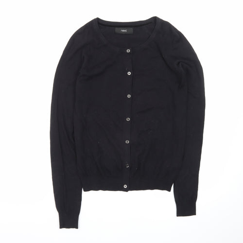 Next Women's Black Crew Neck Cardigan Size 8 Cotton Blend