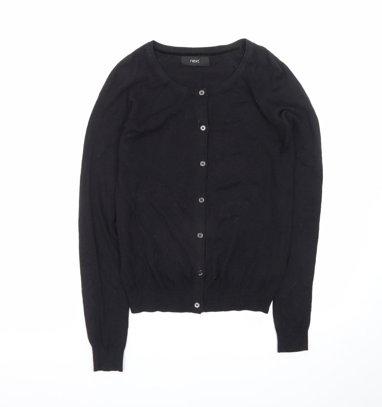 Next Women's Black Crew Neck Cardigan Size 8 Cotton Blend