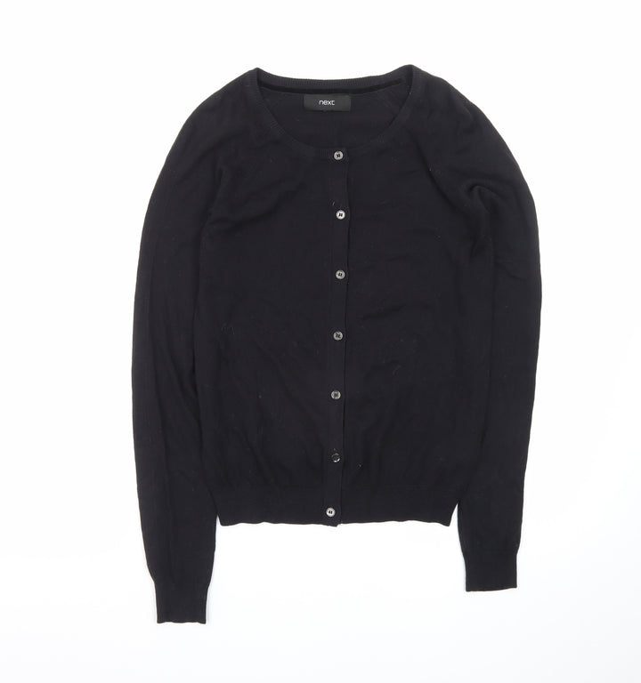 Next Women's Black Crew Neck Cardigan Size 8 Cotton Blend