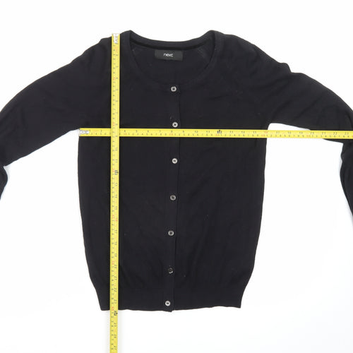 Next Women's Black Crew Neck Cardigan Size 8 Cotton Blend