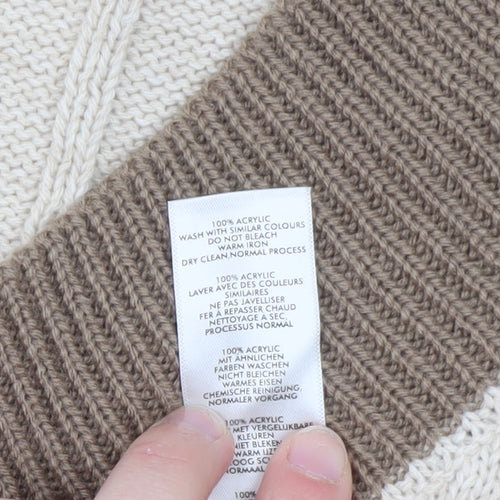 In The Style Women’s Beige Cable-Knit V-Neck Pullover Jumper Size 14