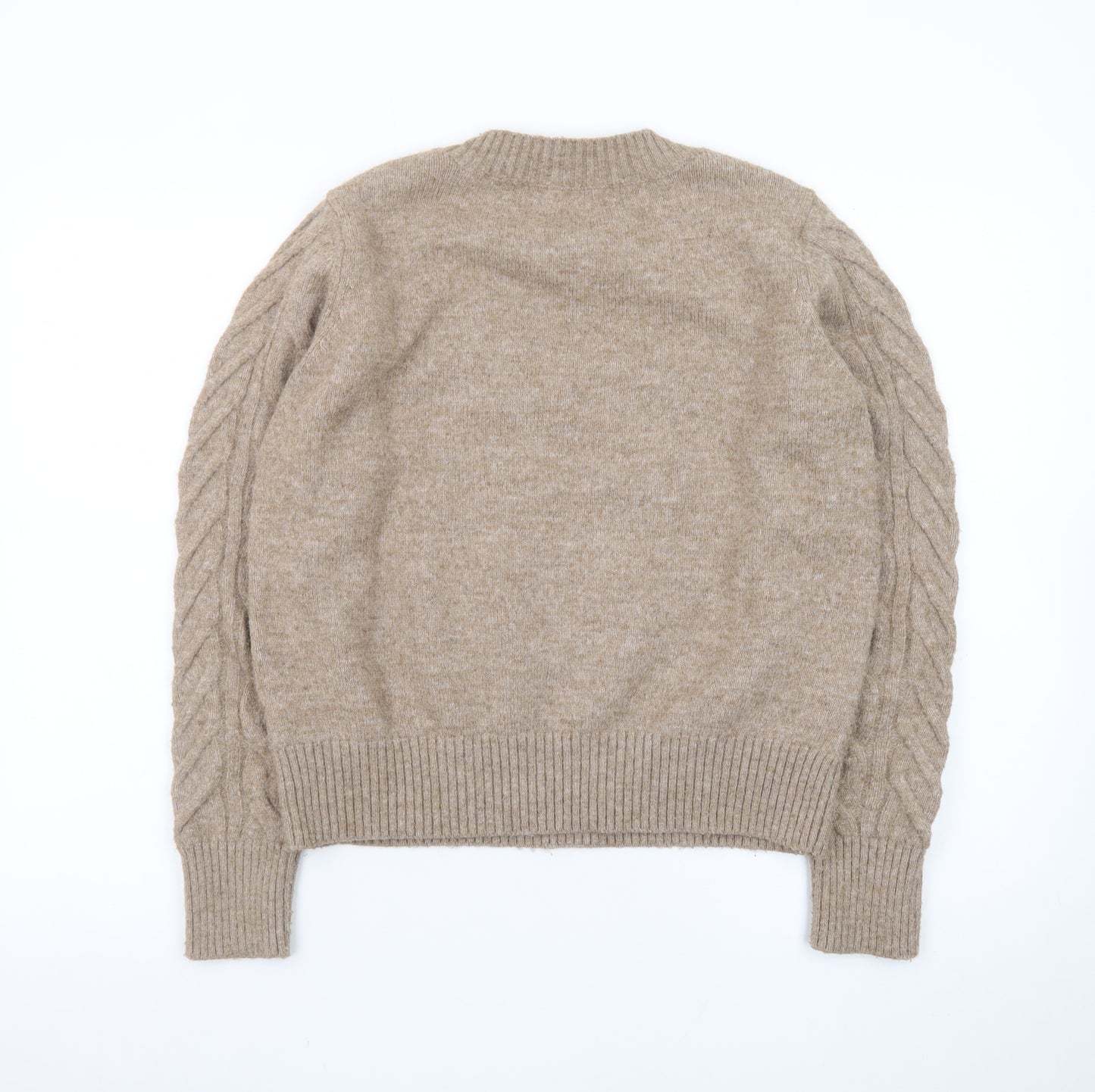 Marks and Spencer Womens Beige V-Neck Cable-Knit Jumper M