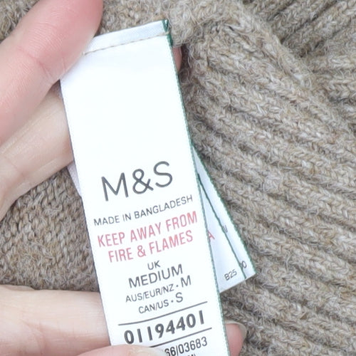 Marks and Spencer Womens Beige V-Neck Cable-Knit Jumper M