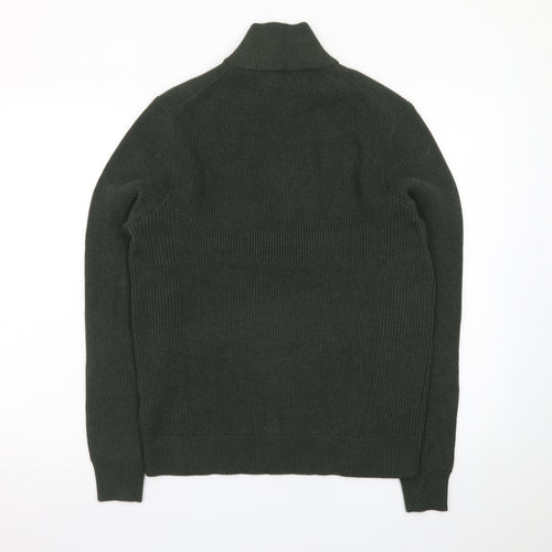 Marks and Spencer Men’s Green Cotton Blend 1/2 Zip Jumper Size S