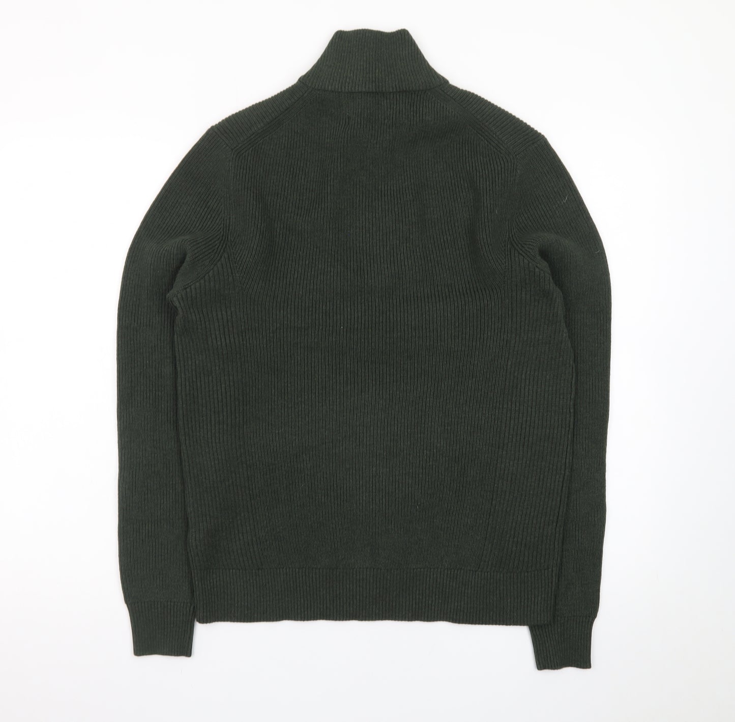 Marks and Spencer Men’s Green Cotton Blend 1/2 Zip Jumper Size S