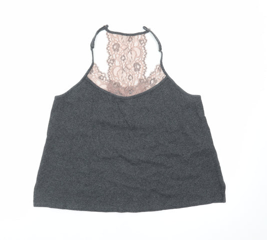 Mint Velvet Women’s Grey Lace Back Halter Camisole Top Size 14