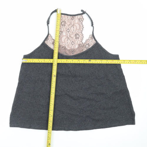 Mint Velvet Women’s Grey Lace Back Halter Camisole Top Size 14