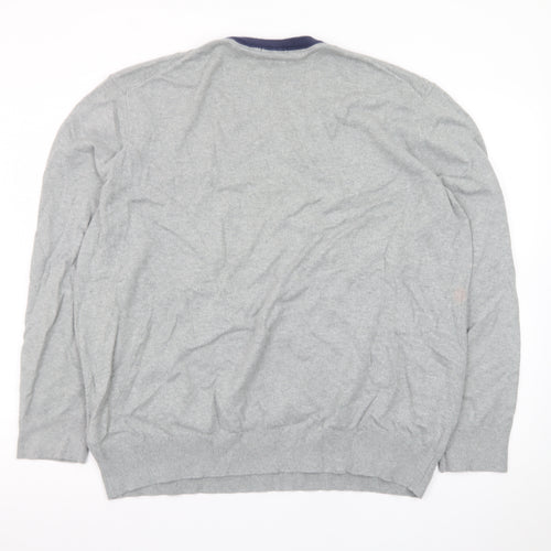 Timberland Men’s Grey V-Neck Cotton Wool Knit Jumper 2XL