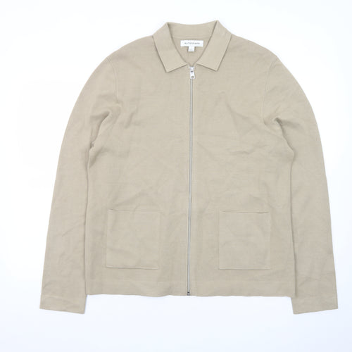 Marks and Spencer Men Beige Cotton Zip Jacket Size L