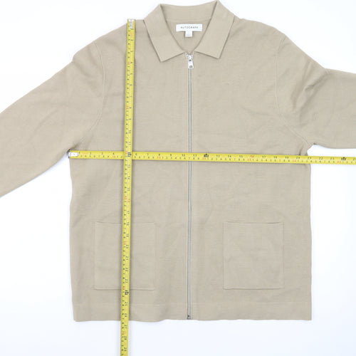 Marks and Spencer Men Beige Cotton Zip Jacket Size L