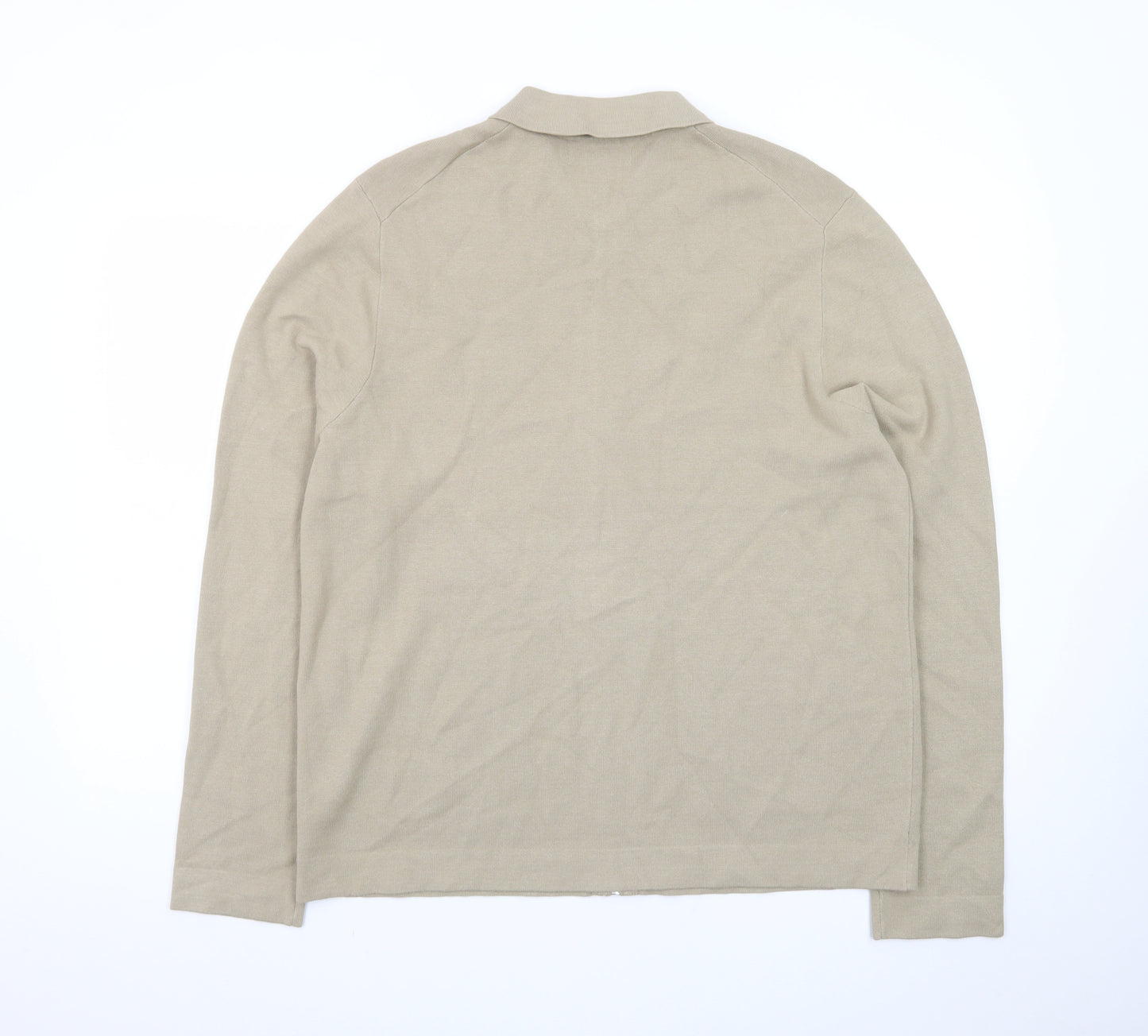 Marks and Spencer Men Beige Cotton Zip Jacket Size L
