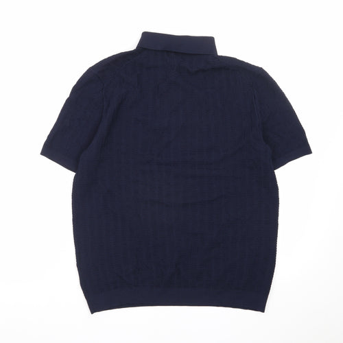 Marks and Spencer Autograph Men's Navy Textured Polo Shirt Medium