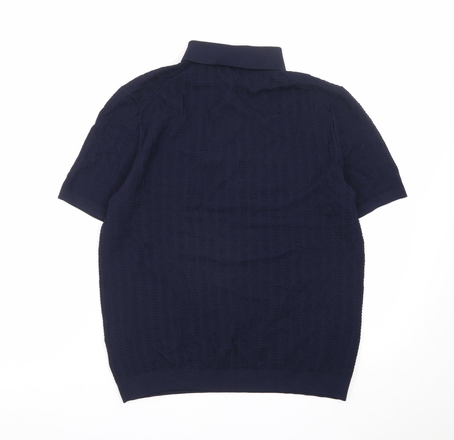 Marks and Spencer Autograph Men's Navy Textured Polo Shirt Medium