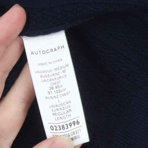 Marks and Spencer Autograph Men's Navy Textured Polo Shirt Medium
