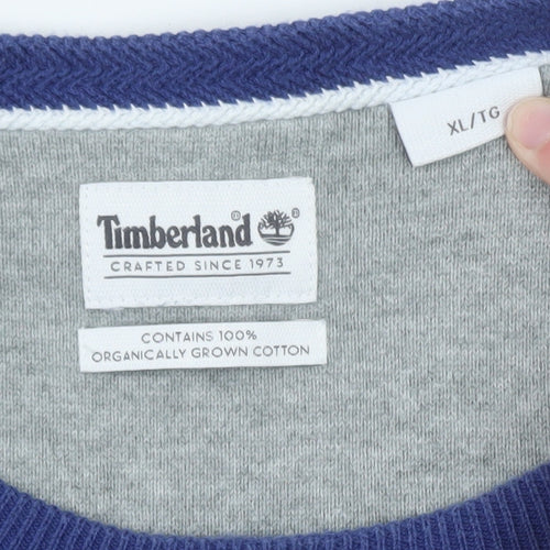Timberland Men's Blue Cotton Crew Neck Pullover Jumper XL