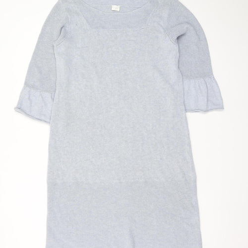 Poetry Women Grey Cotton Linen Jumper Dress Size 10