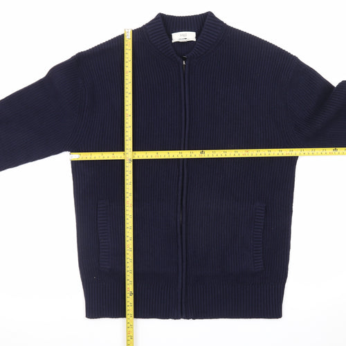 Marks and Spencer Men's Blue Full Zip Knit Jumper Medium