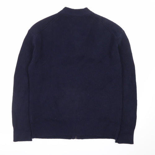 Marks and Spencer Men's Blue Full Zip Knit Jumper Medium