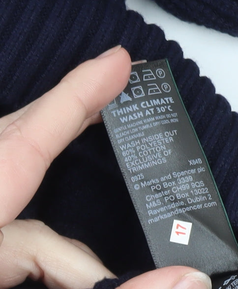 Marks and Spencer Men's Blue Full Zip Knit Jumper Medium