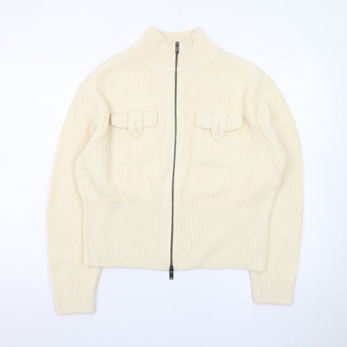 Marks and Spencer Women’s Ivory Full Zip Knit Jumper Size M