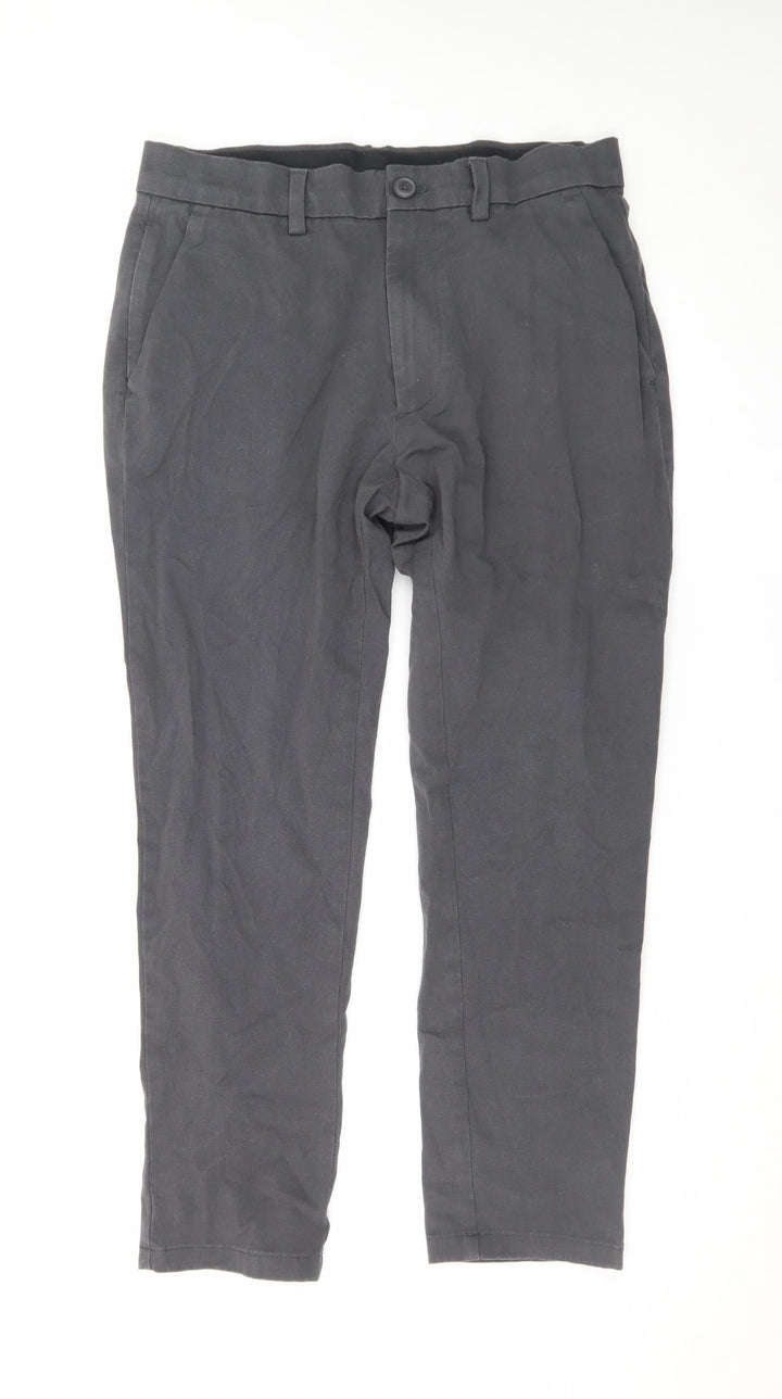 Marks and Spencer Men's Grey Slim Fit Cotton Chino Trousers 30W 29L