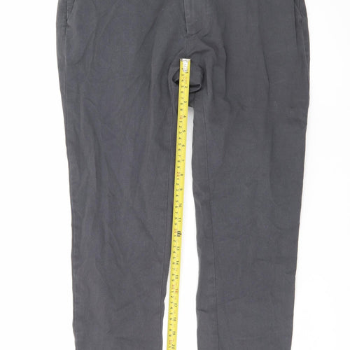 Marks and Spencer Men's Grey Slim Fit Cotton Chino Trousers 30W 29L