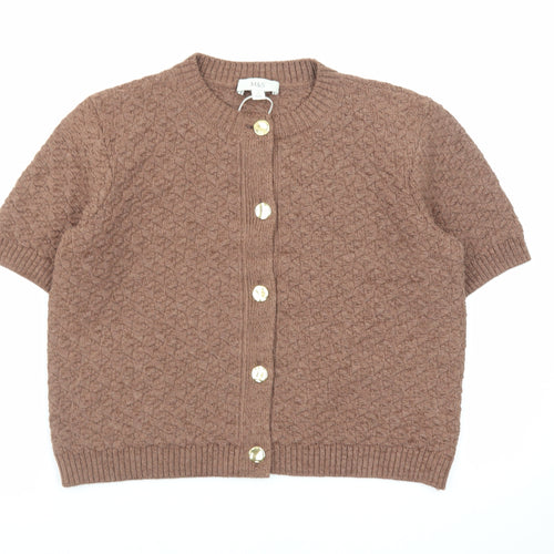 Marks and Spencer Women Brown Knit Short Sleeve Cardigan M