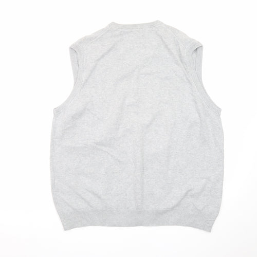 Marks and Spencer Blue Harbour Men's Grey XL V-Neck Cotton Knit Vest
