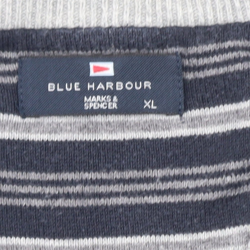 Marks and Spencer Blue Harbour Men's Grey XL V-Neck Cotton Knit Vest
