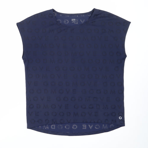Marks and Spencer Women Navy Blue Polyester Blend Sleeveless T-Shirt Size 12