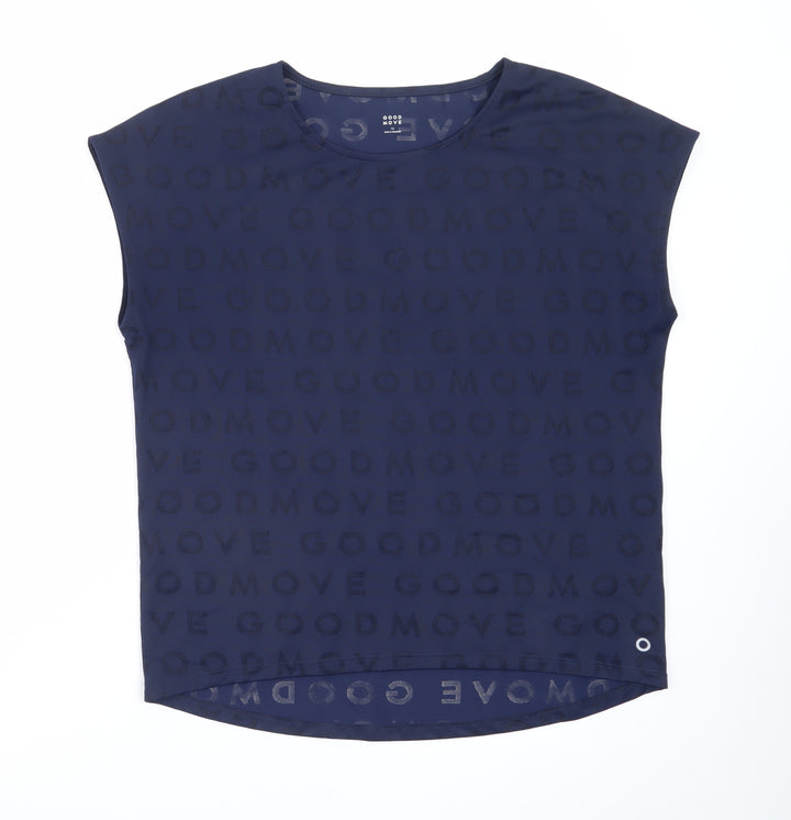 Marks and Spencer Women Navy Blue Polyester Blend Sleeveless T-Shirt Size 12
