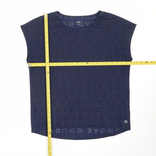 Marks and Spencer Women Navy Blue Polyester Blend Sleeveless T-Shirt Size 12