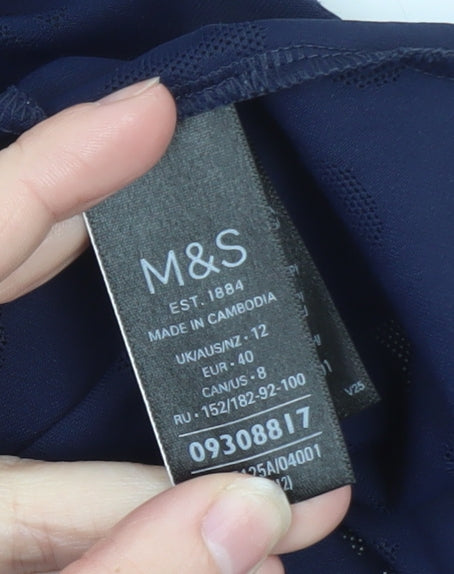 Marks and Spencer Women Navy Blue Polyester Blend Sleeveless T-Shirt Size 12
