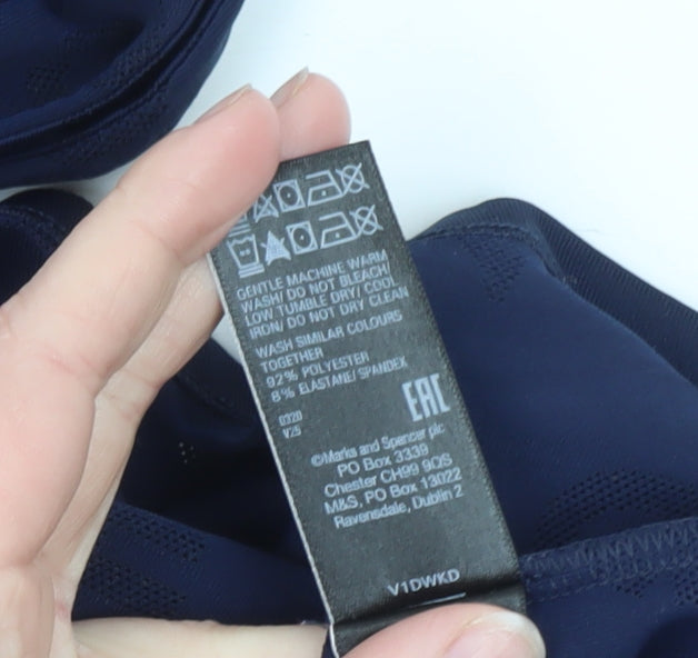 Marks and Spencer Women Navy Blue Polyester Blend Sleeveless T-Shirt Size 12