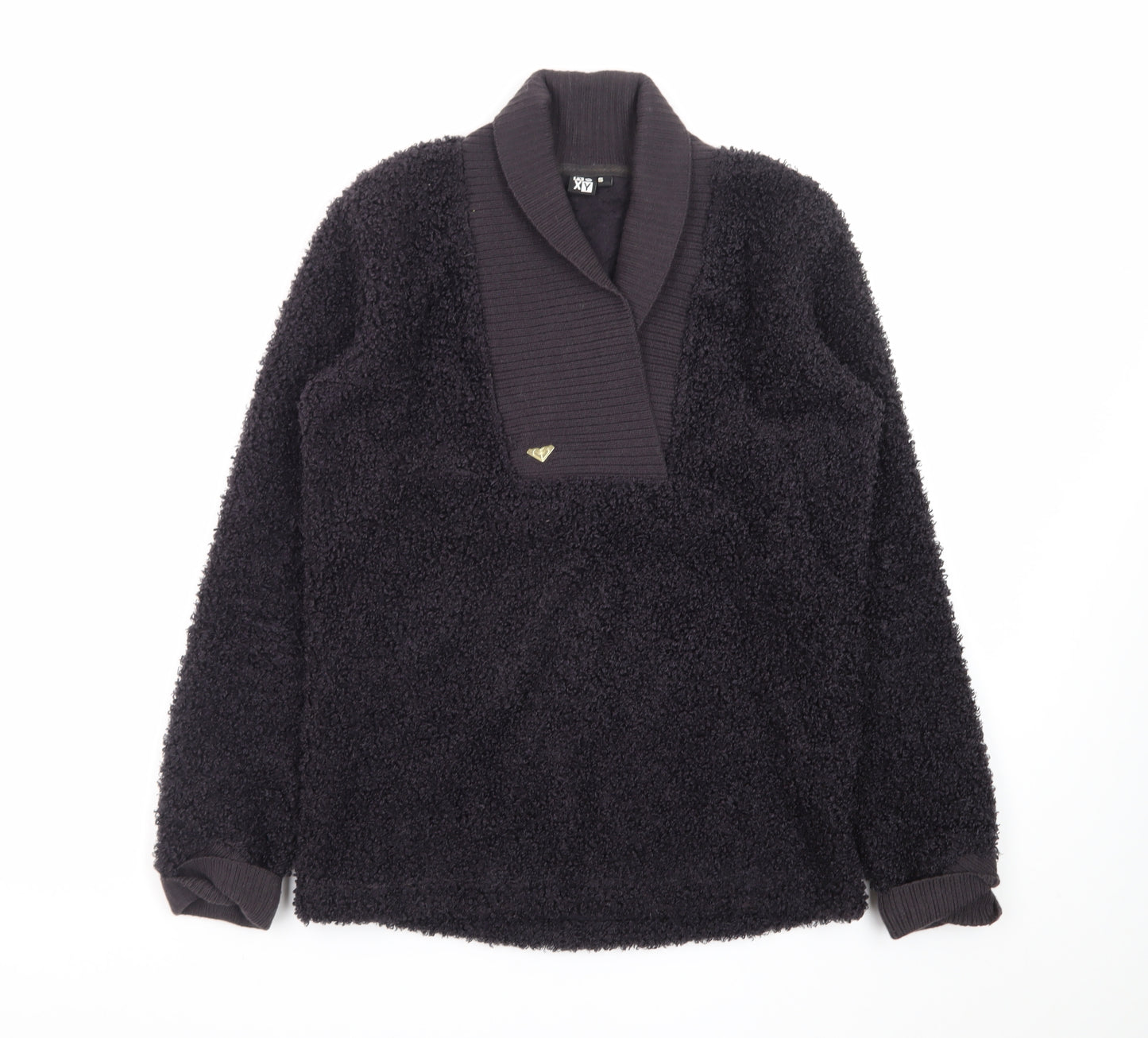 Roxy Women's Black Shawl Collar Fleece Jumper Size S