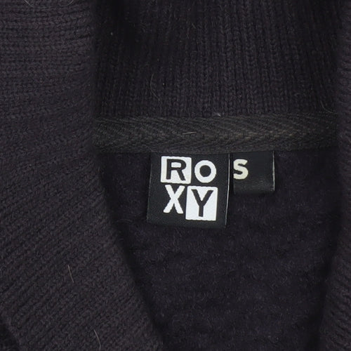 Roxy Women's Black Shawl Collar Fleece Jumper Size S