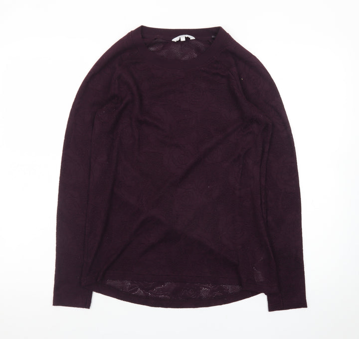 Marks and Spencer Womens Purple Floral Knit Pullover Jumper Size 14