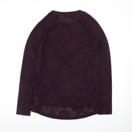 Marks and Spencer Womens Purple Floral Knit Pullover Jumper Size 14