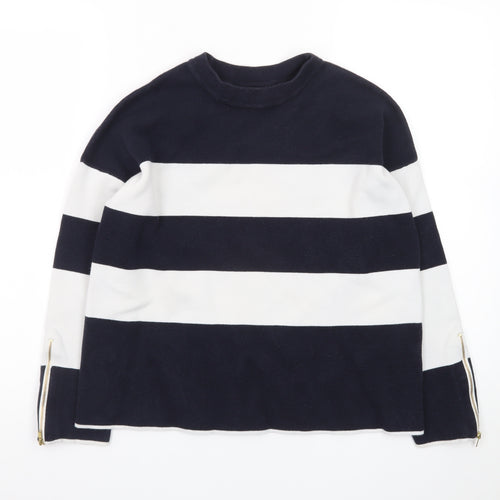 Hobbs Womens Navy White Striped Cotton Crew Neck Jumper XS